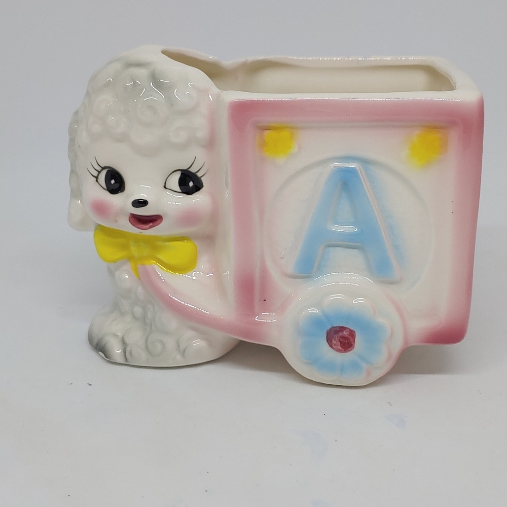 Vintage Inarco Little Sheep Alphabet Black Planter